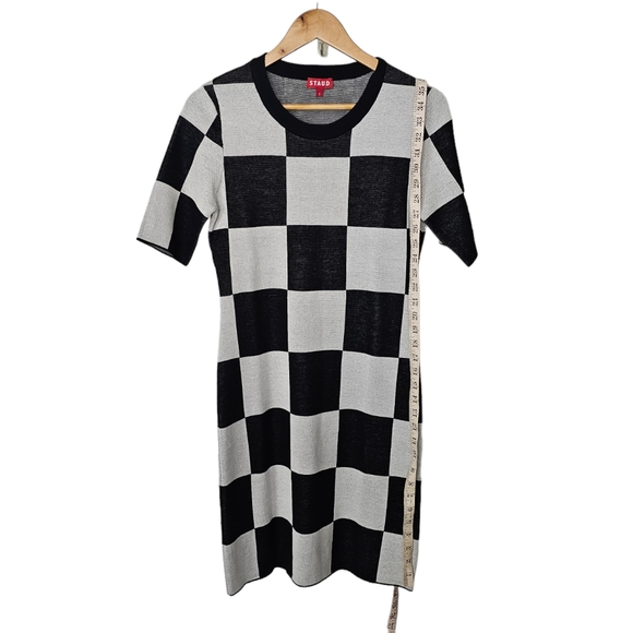 Staud Omar's Dress Black White Cotton Knit Mini Dress Size Small - Picture 4 of 7